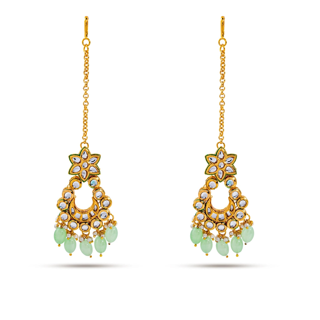 Aarohi Chain Danglers Green