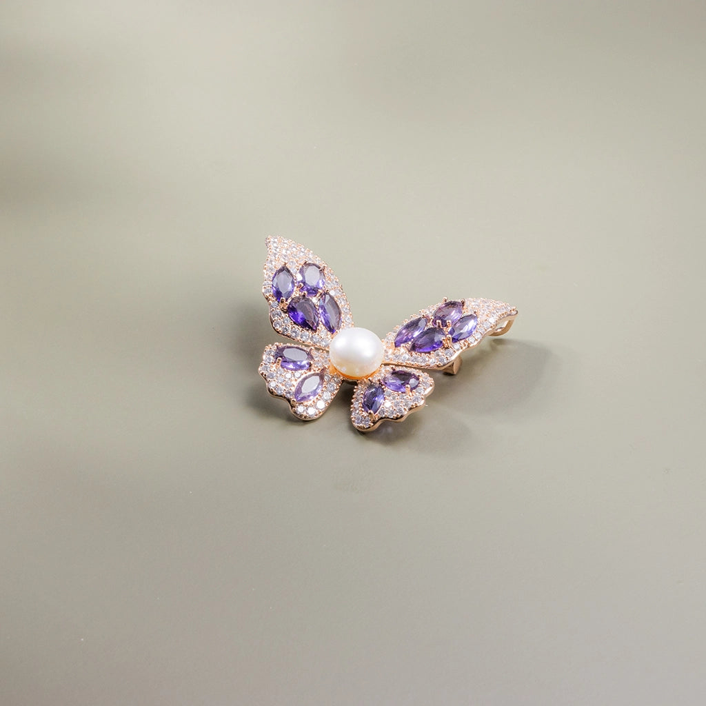 Amethyst Bloom Butterfly Brooch