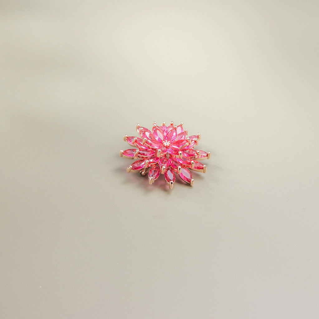 Rose Bloom Crystal Statement Ring