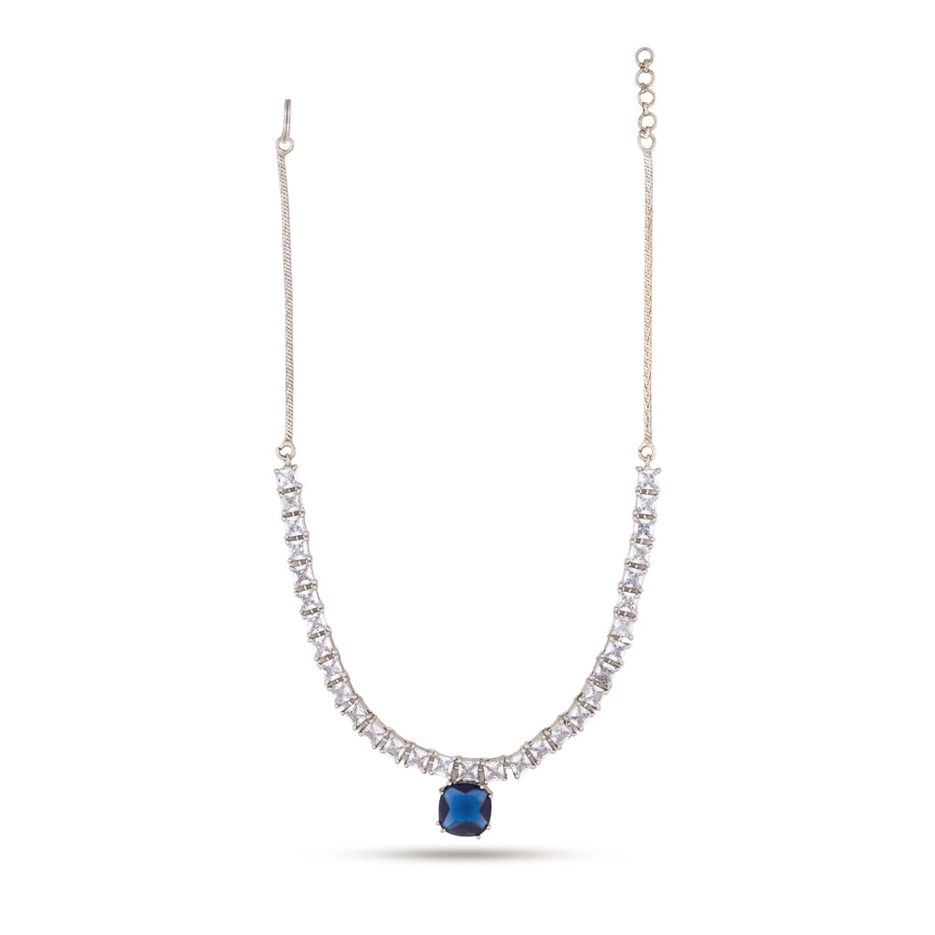 Blue Crystal Medallion Necklace Set