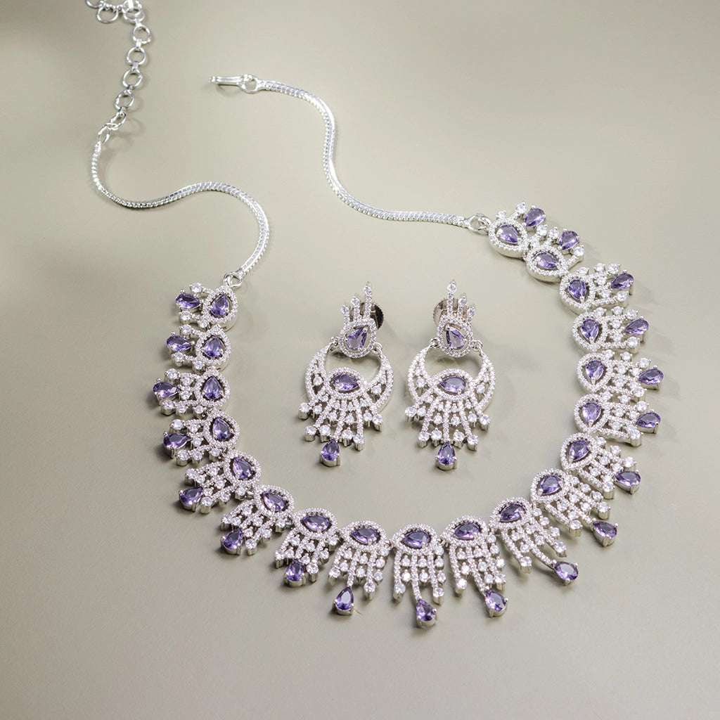 Lavender Radiance Crystal Necklace Set