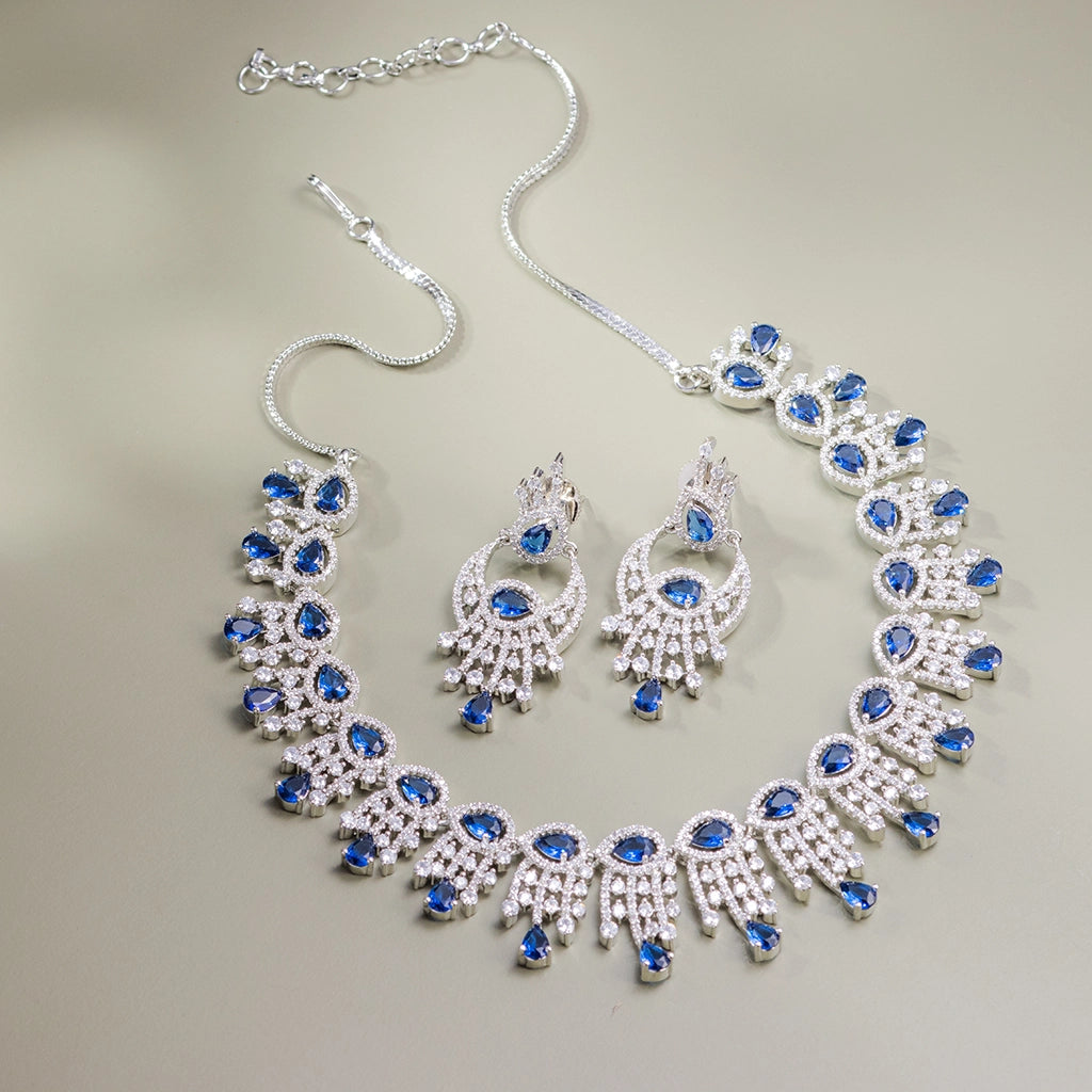 Blue Radiance Crystal Necklace Set