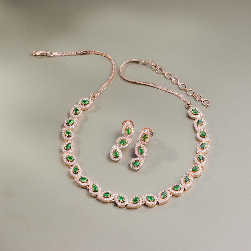 Emerald Radiance Crystal Necklace Set