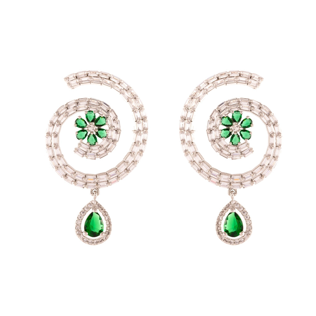 Zeenat Emerald Spiral Drop Earrings