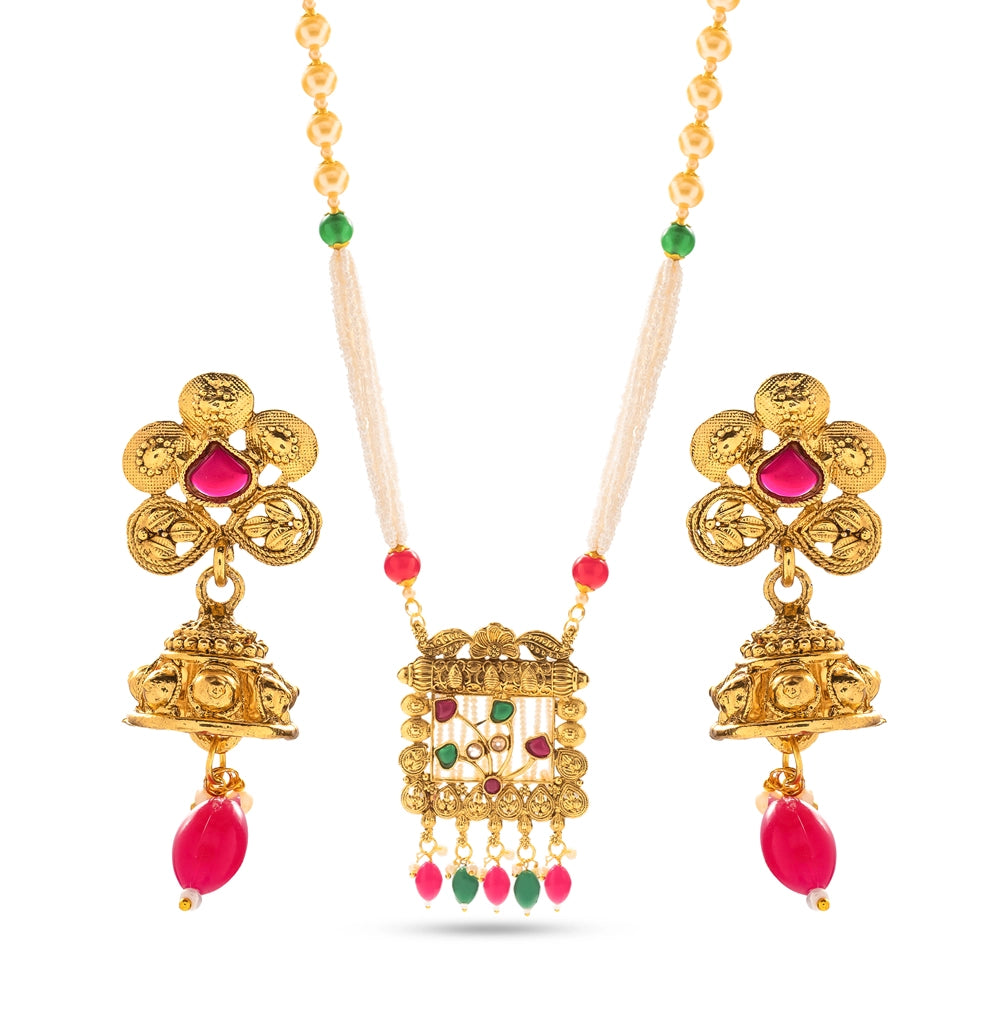 Gemstone Pendant Necklace Set