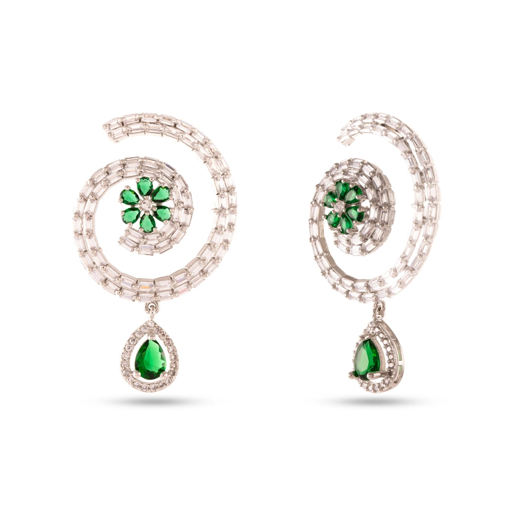 Zeenat Emerald Spiral Drop Earrings