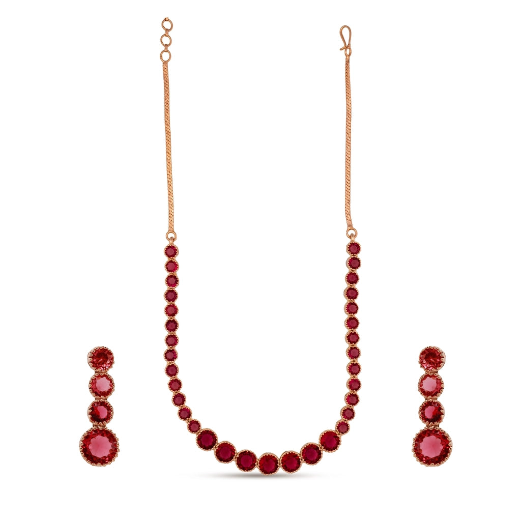 Rose Halo Crystal Necklace Set