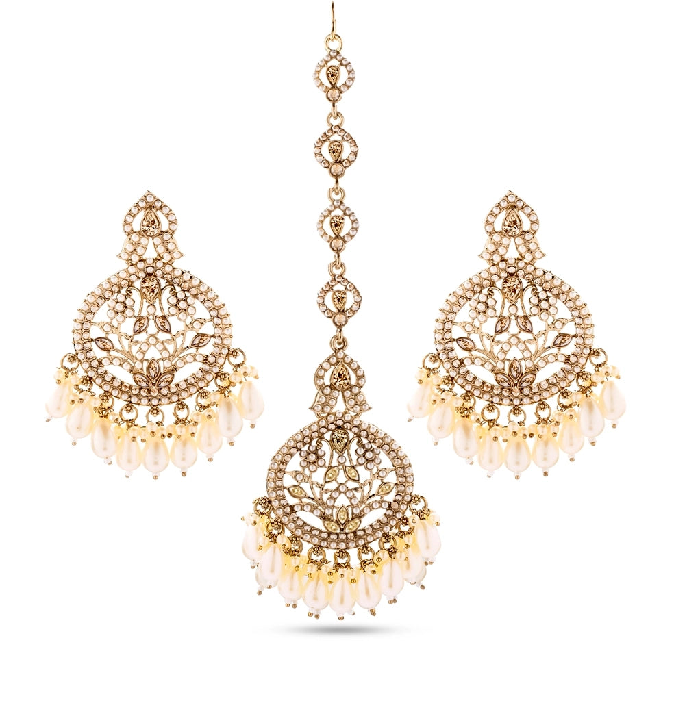 Pearl Filigree Chand Tikka Set