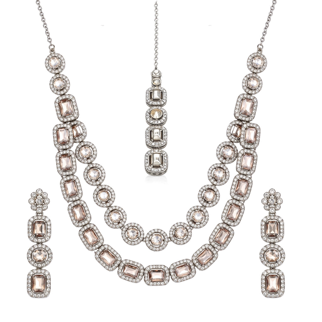 Imperial Power Cut Layered Necklace Set