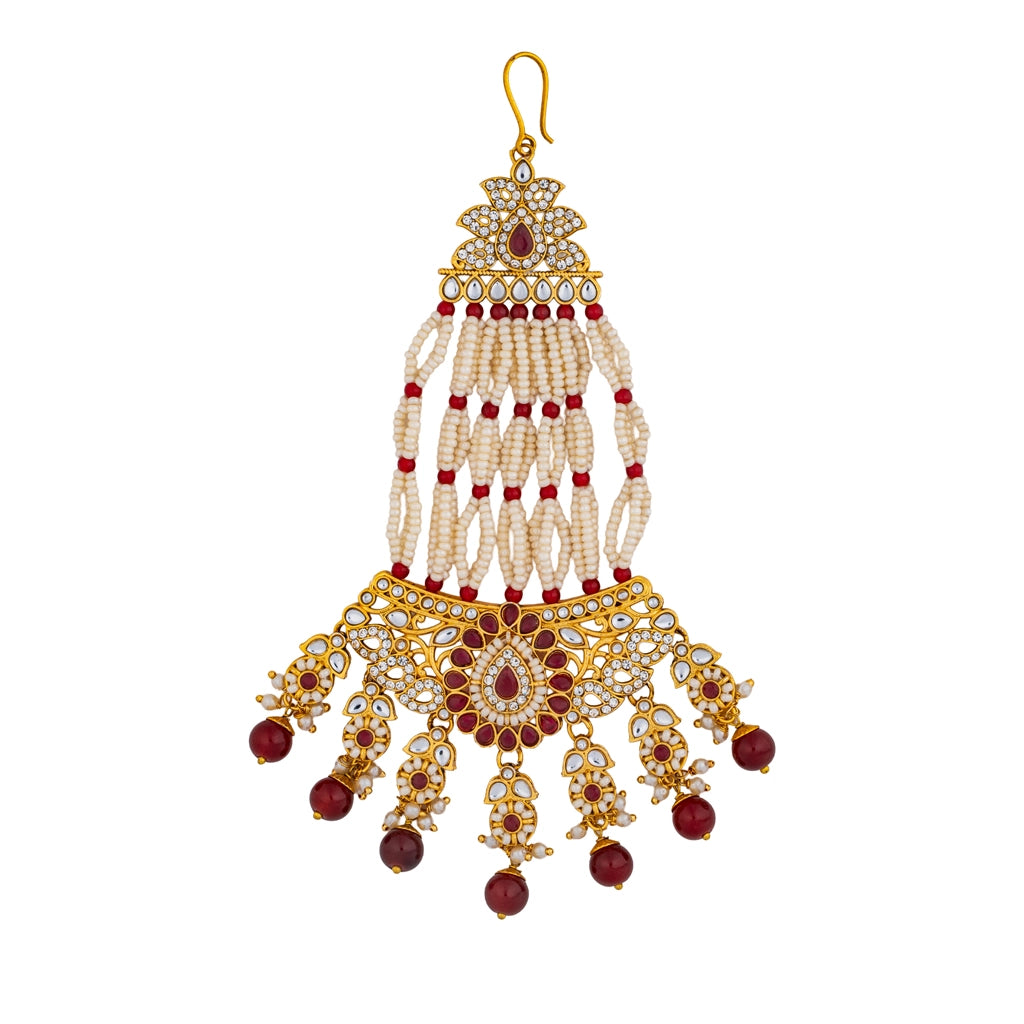 Crimson Pearl Cascade Maangtika