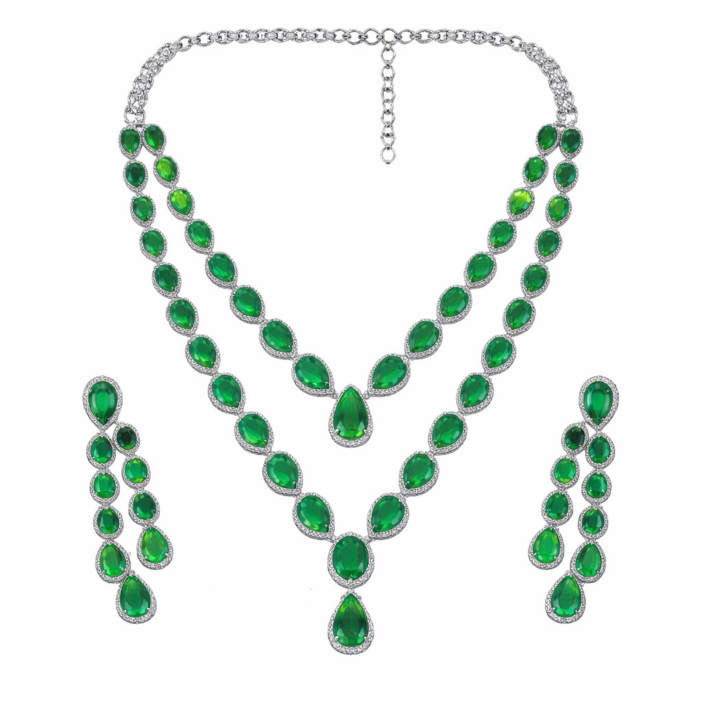Emerald Teardrop Necklace Set