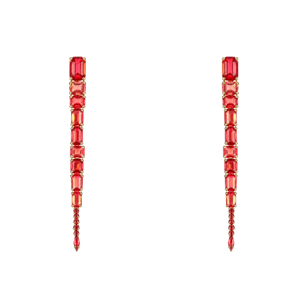 Crimson Blaze Linear Drop Earrings