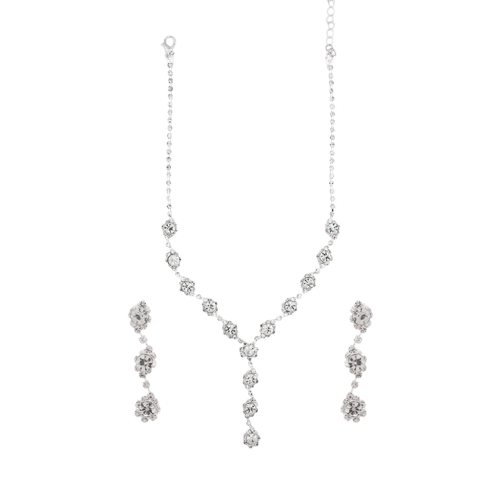 Power Cut Crystal Drop Y-Necklace Set