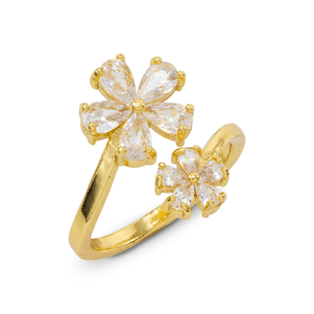 Twin Bloom Crystal Ring
