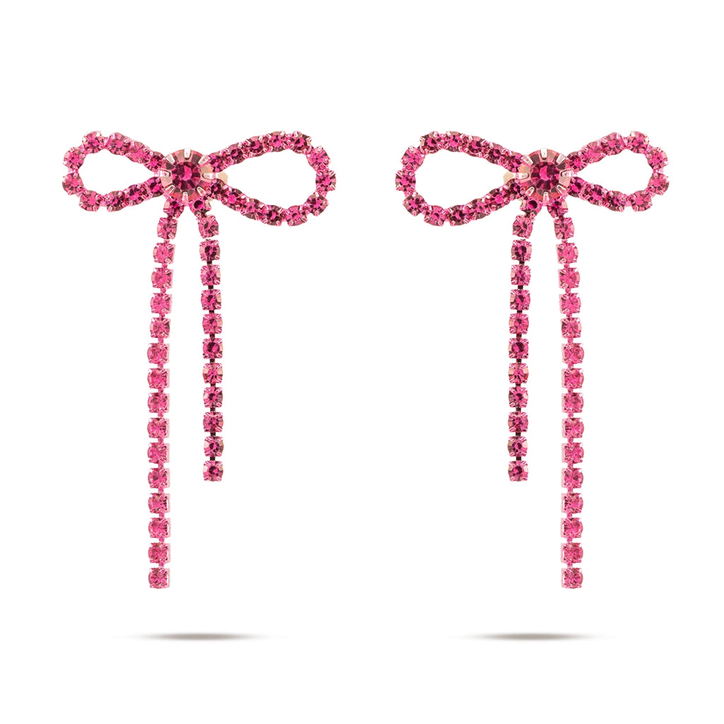 Crystal Bow Drop Earrings
