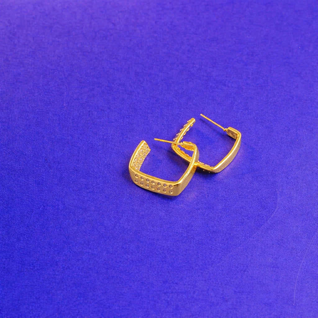 Gilded Edge Pave Hoop Earrings