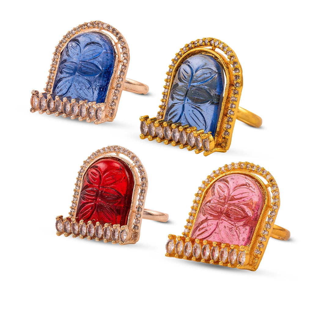 Petal Aura Carved Stone Studs