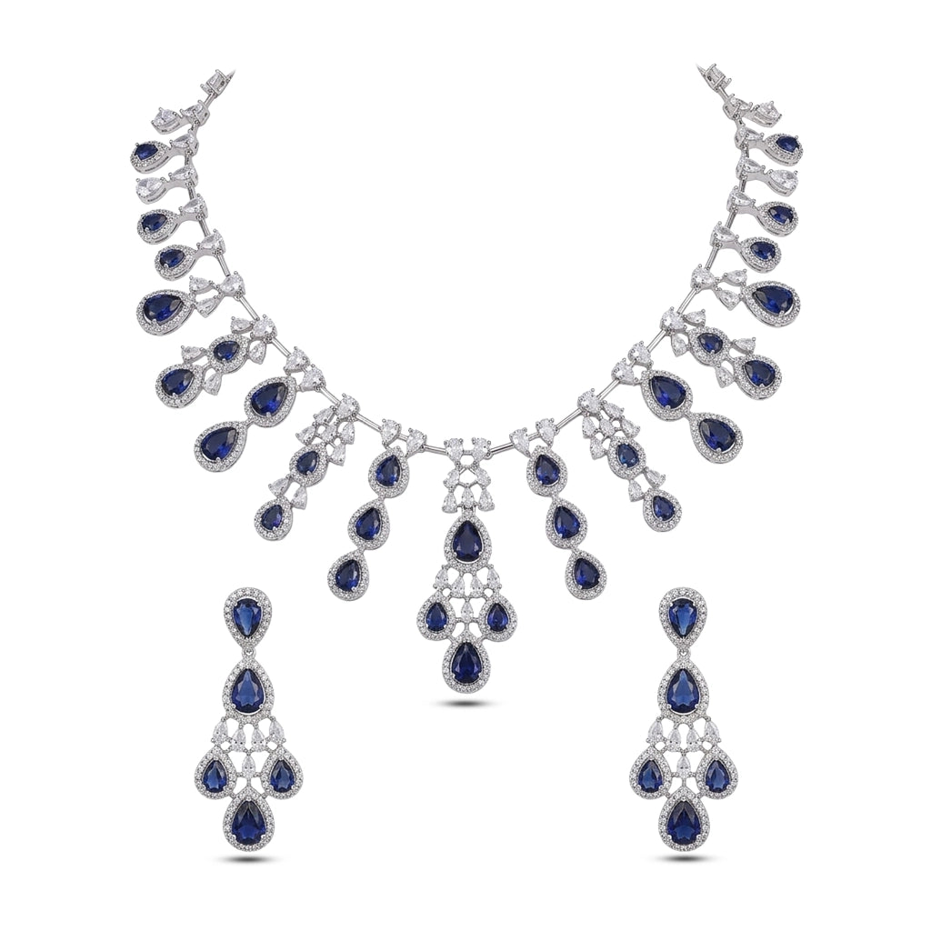 Sapphire Cascade Necklace Set