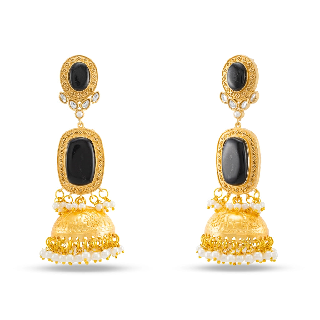 Imperial Onyx Jhumkas Black
