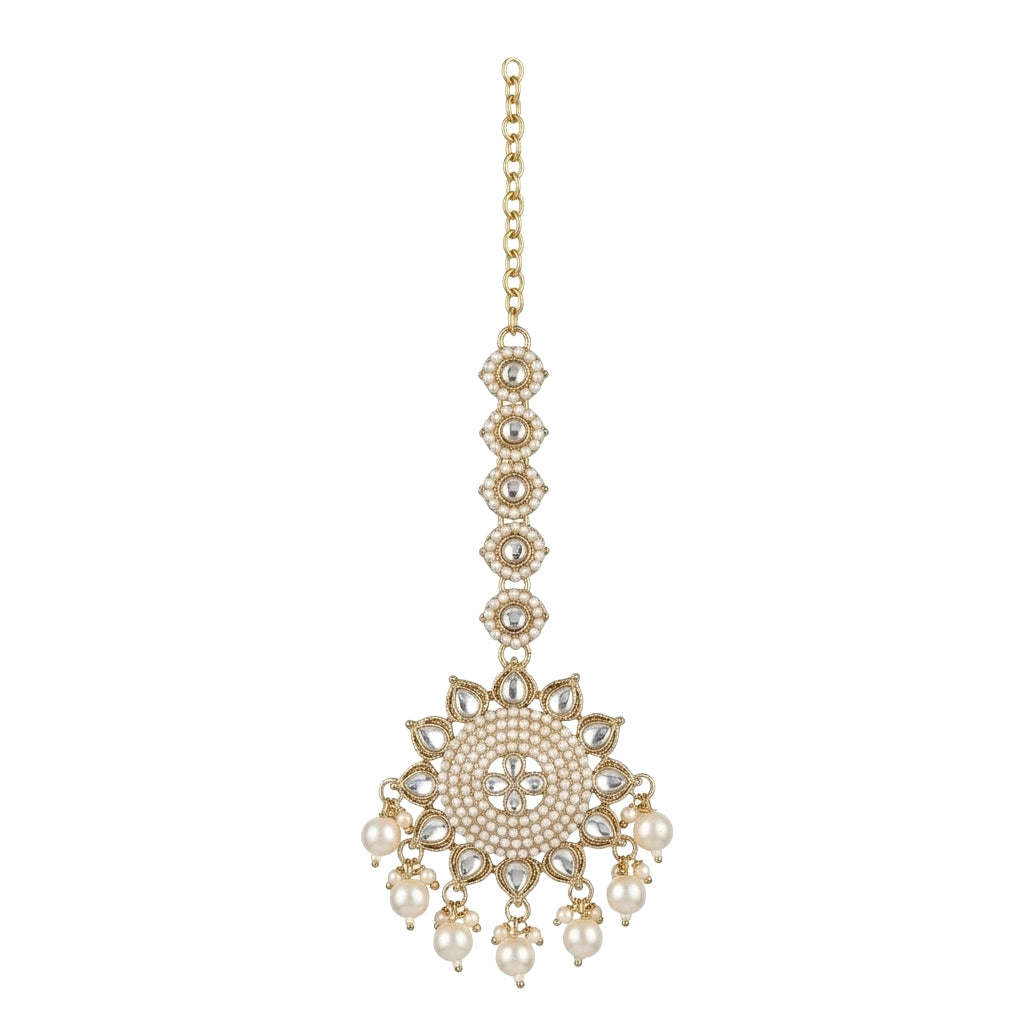 Meera Pearl Jhumka & Maang Tikka Set
