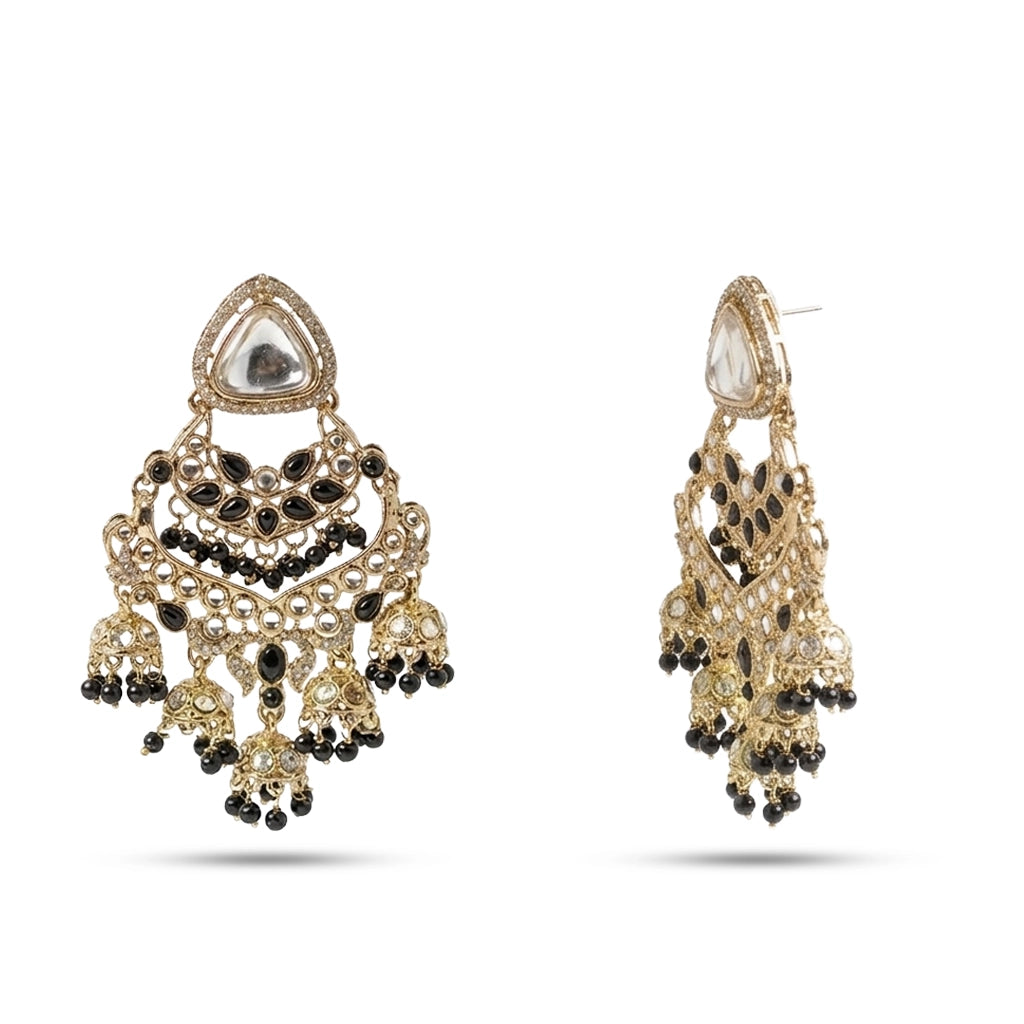 Rangella Black Meenakari Earrings