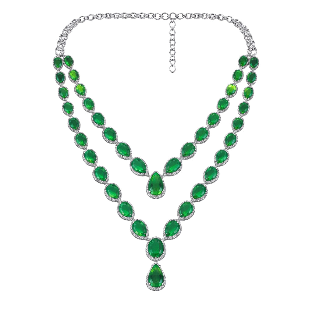 Emerald Teardrop Necklace Set