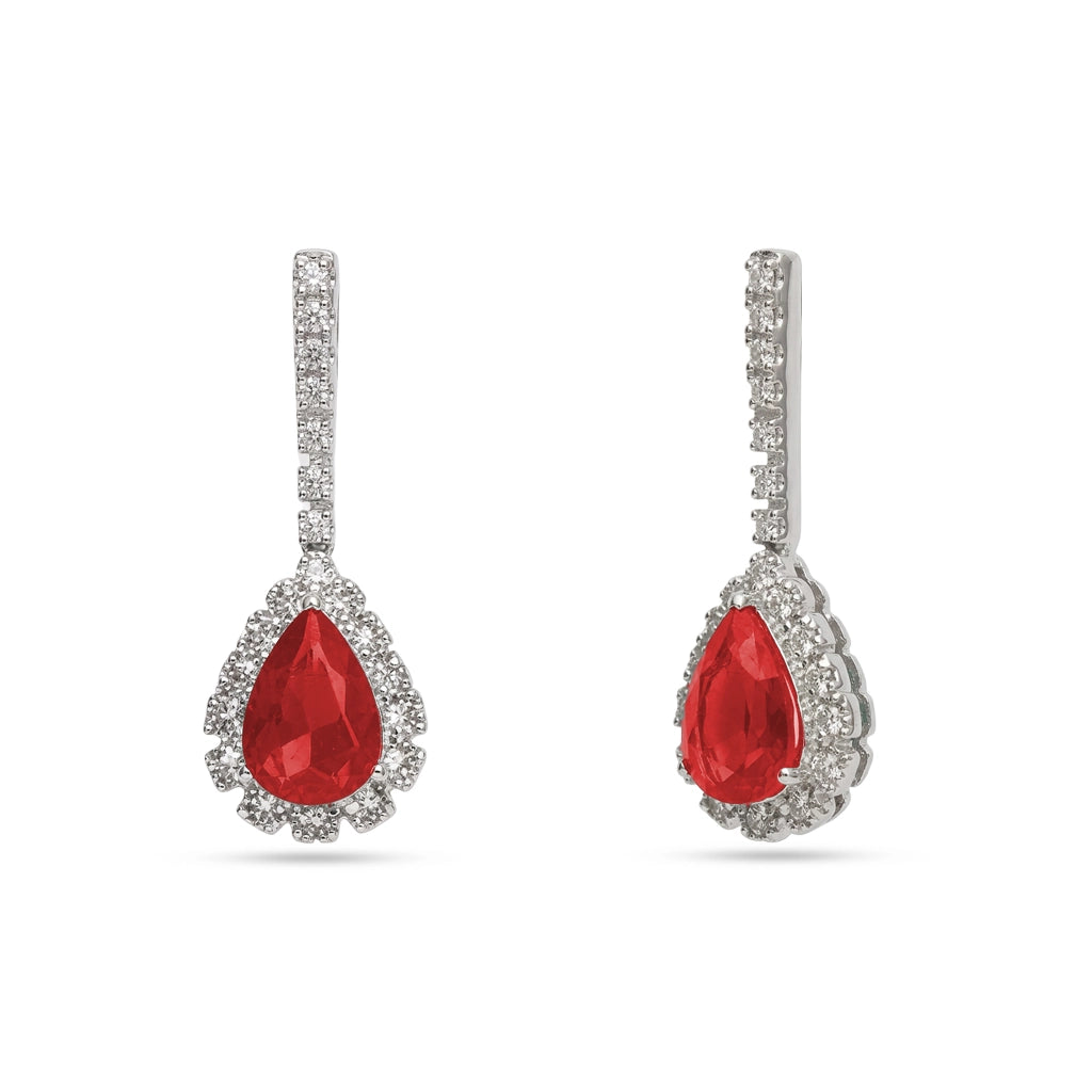 Crimson Teardrop Crystal Necklace Set