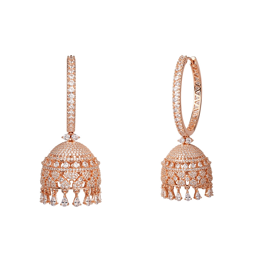 Rose Royale Crystal Jhumkas