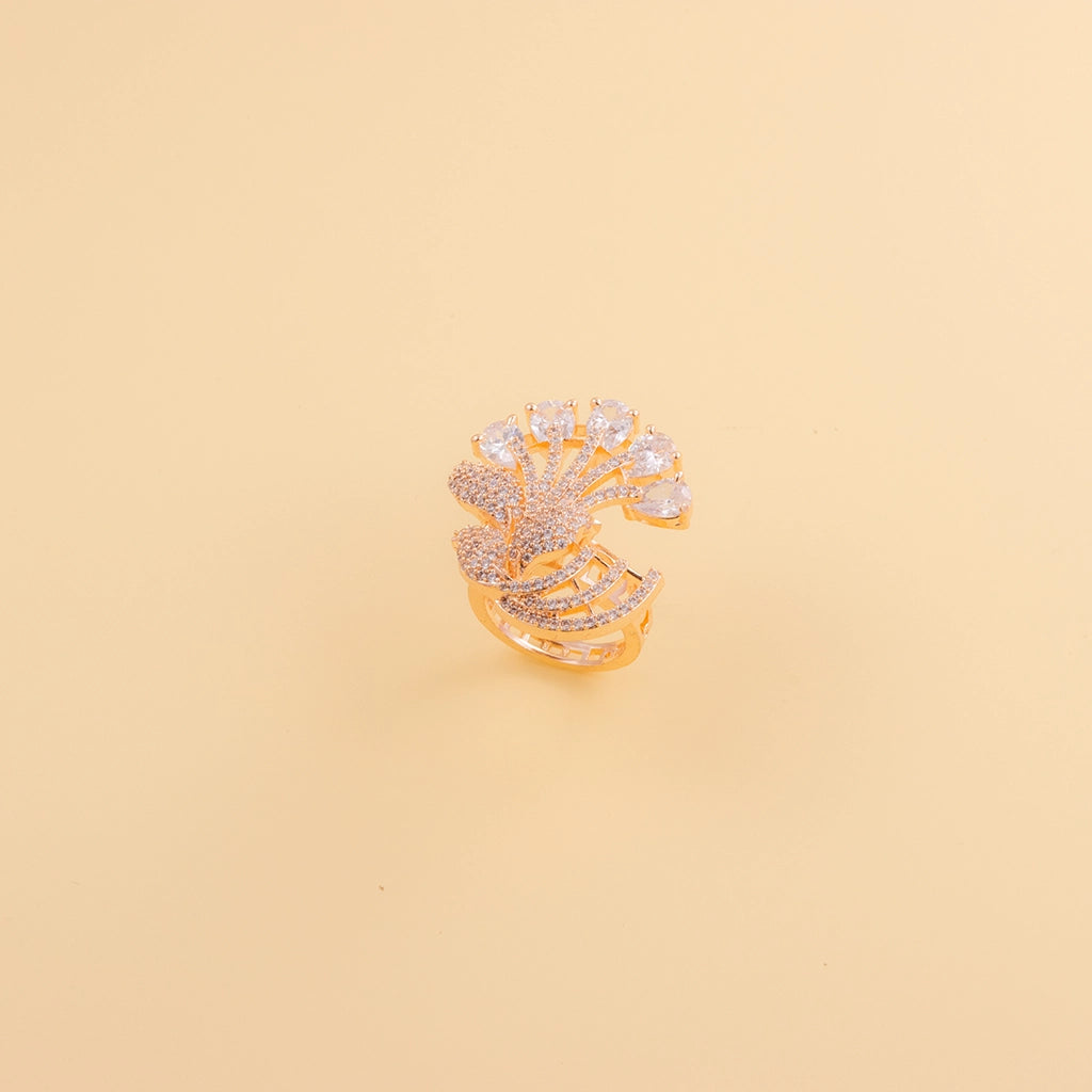 Luxe Peacock Feather Ring