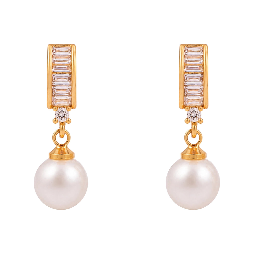 Celeste Pearl Drop Hoops