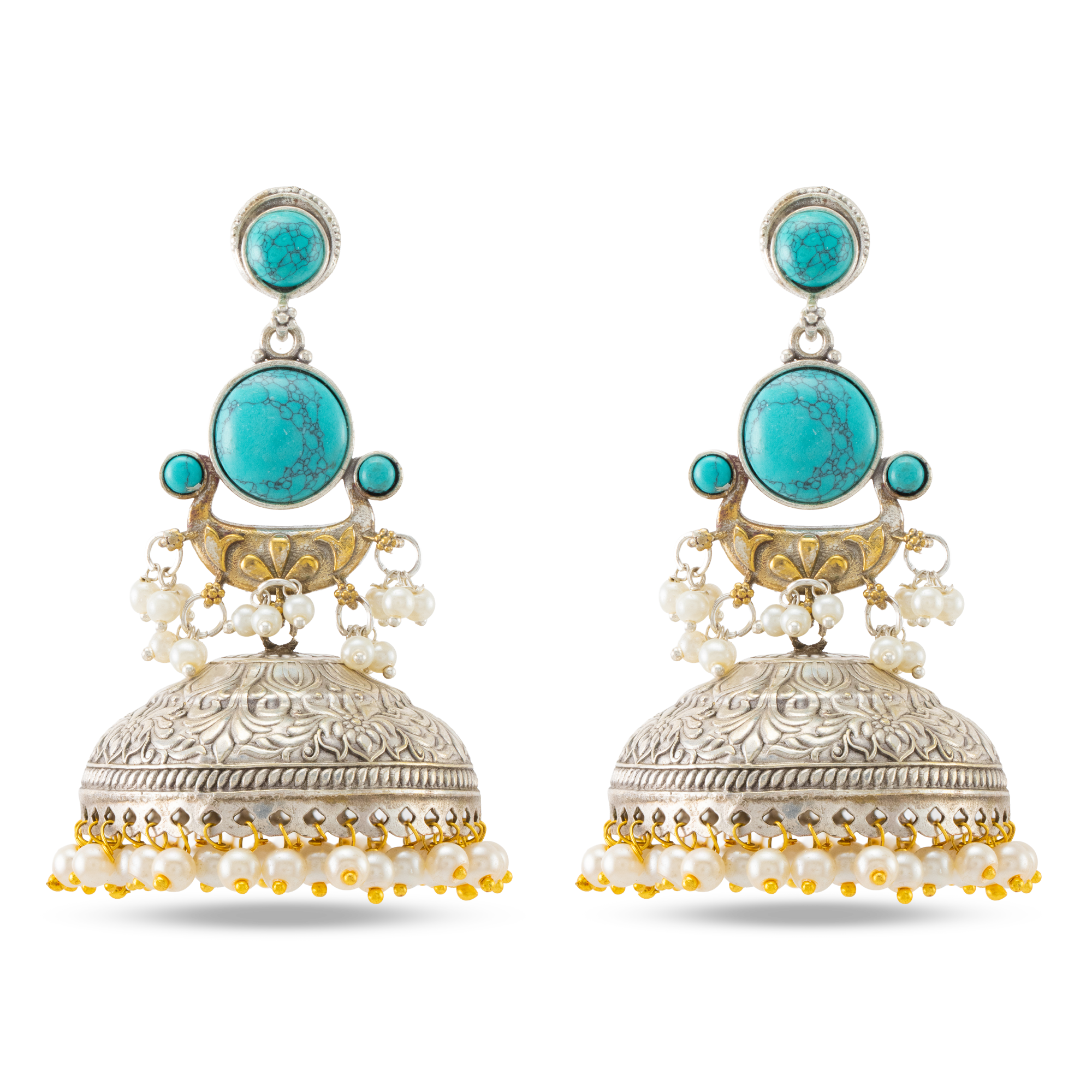 Turquoise Crest Jhumkas
