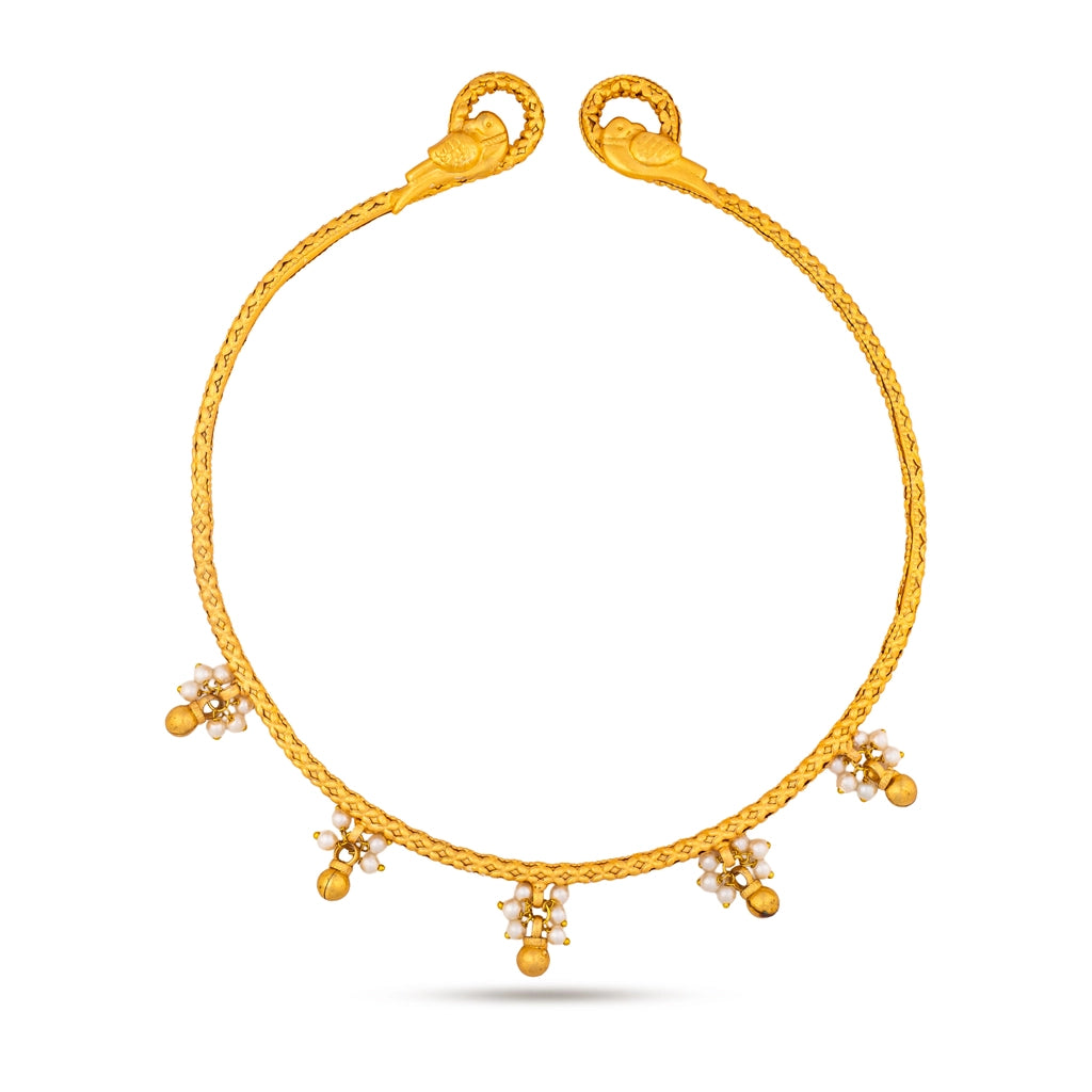 Golden Pearl Charm Choker Set