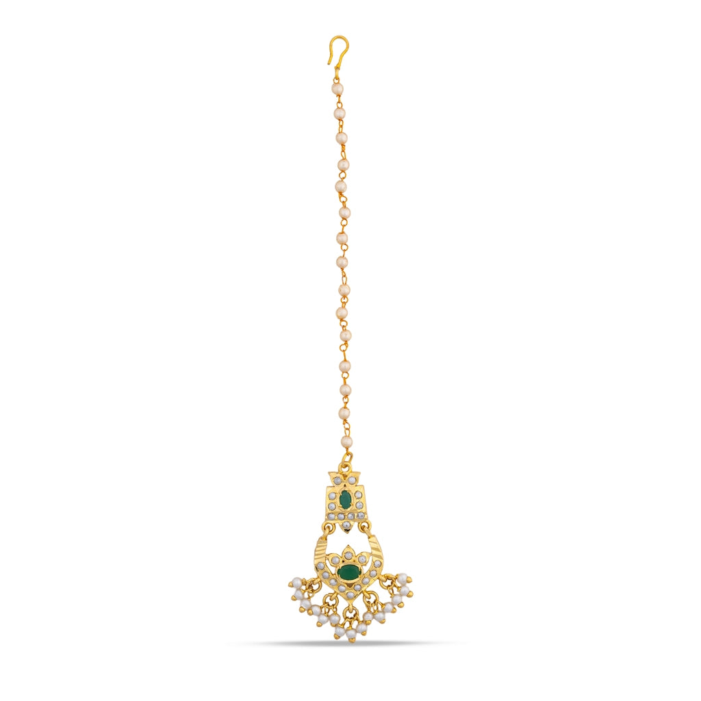 Emerald Kundan Cascade Necklace Set