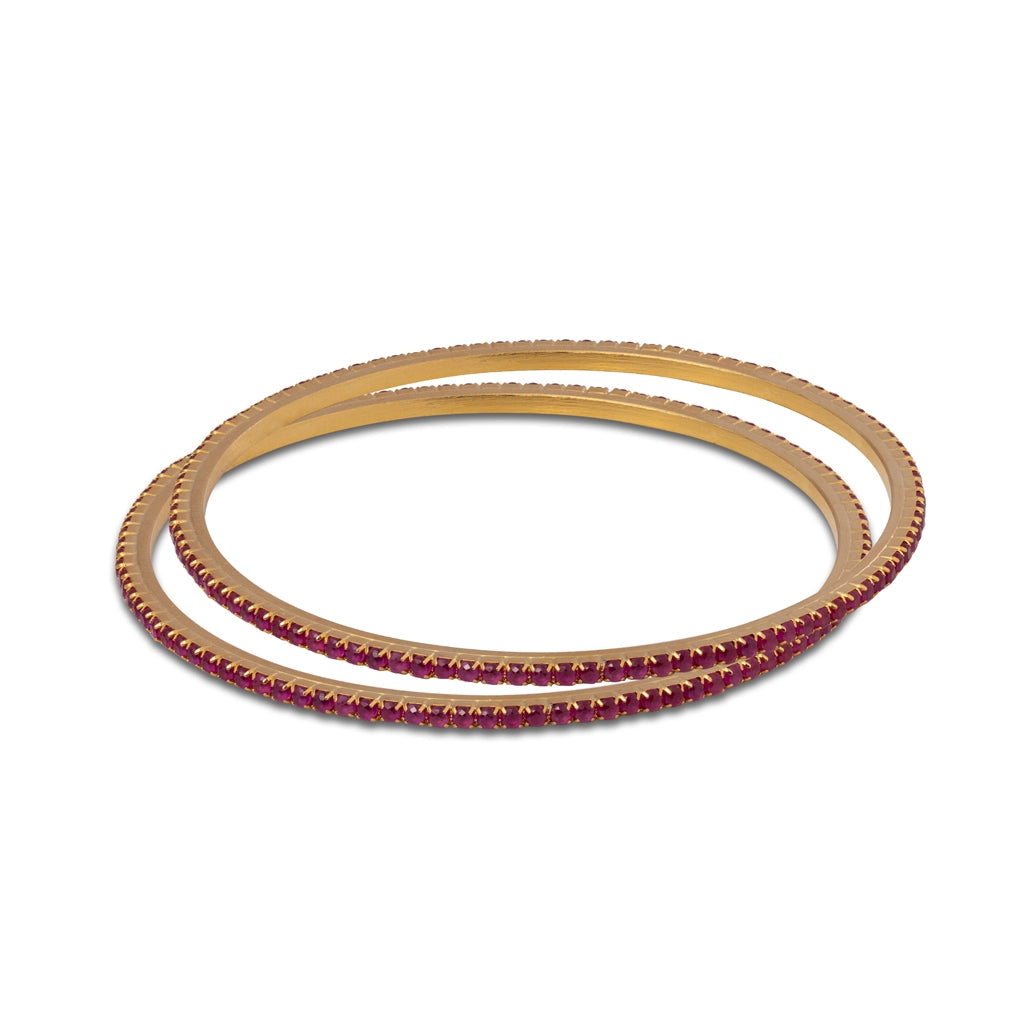 Ruby Crystal Line Bangles
