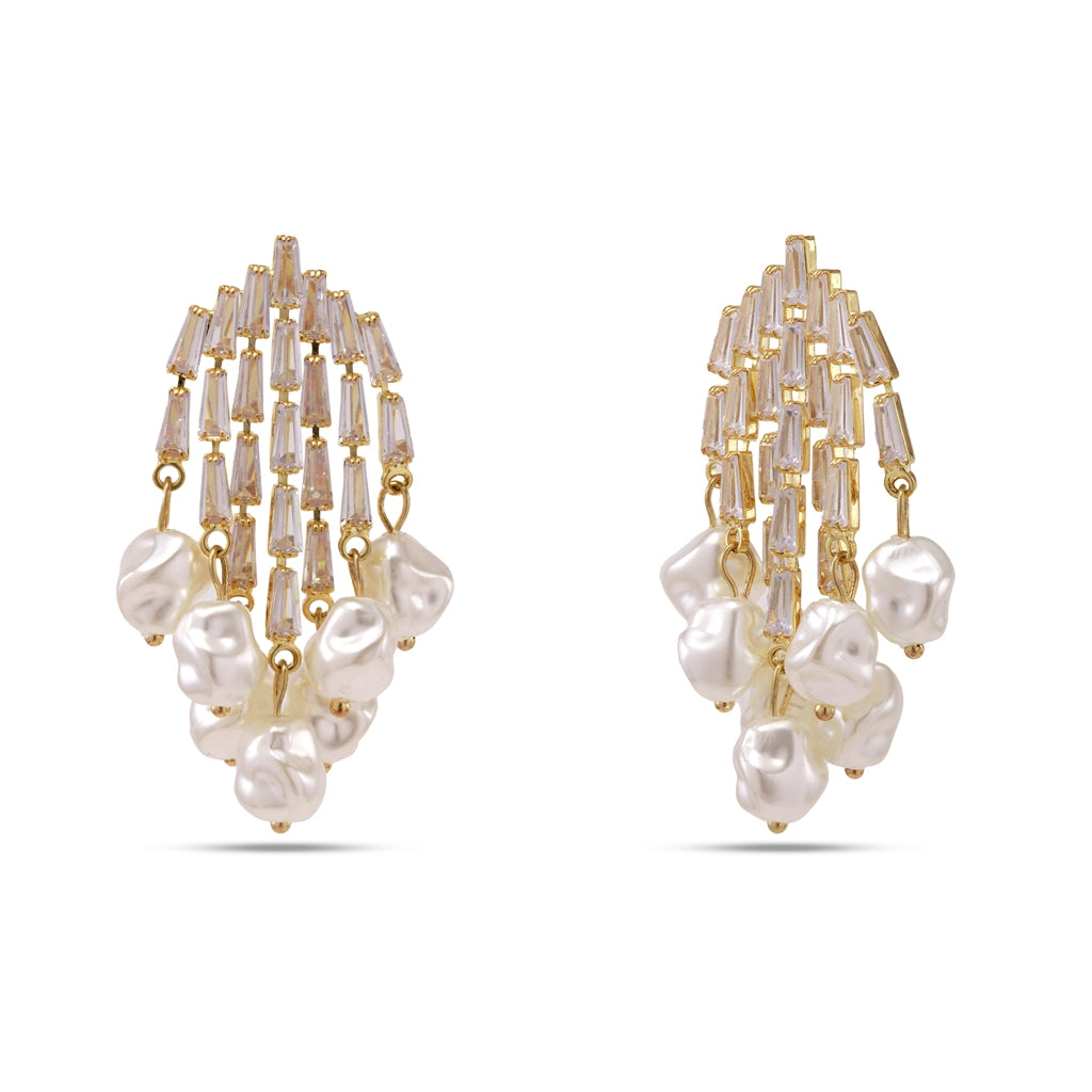 Ivory Cascade Pearl Danglers