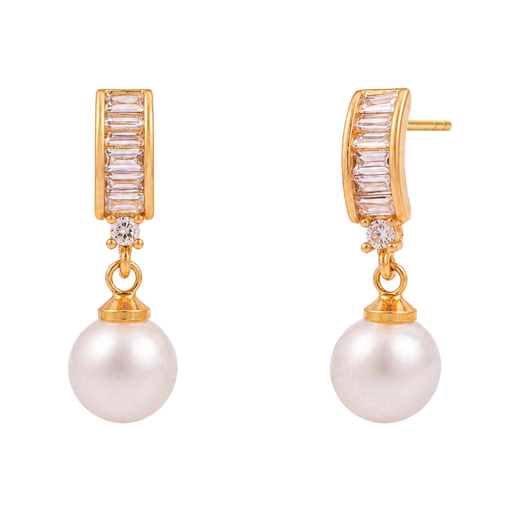 Celeste Pearl Drop Hoops