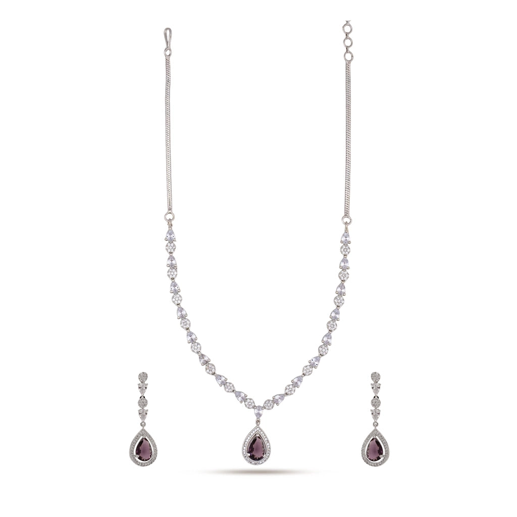 Royal Amethyst Drop Necklace Set