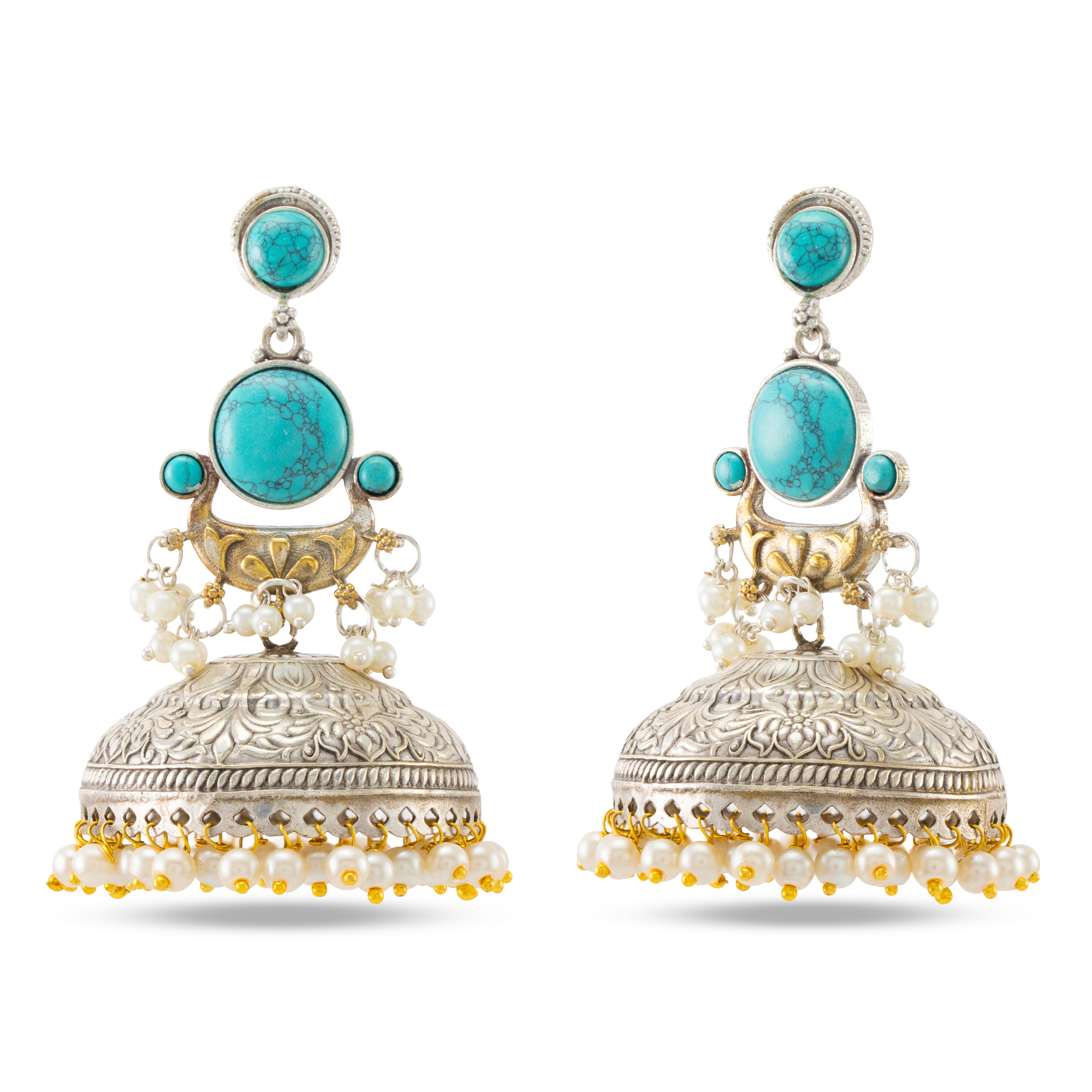 Turquoise Crest Jhumkas