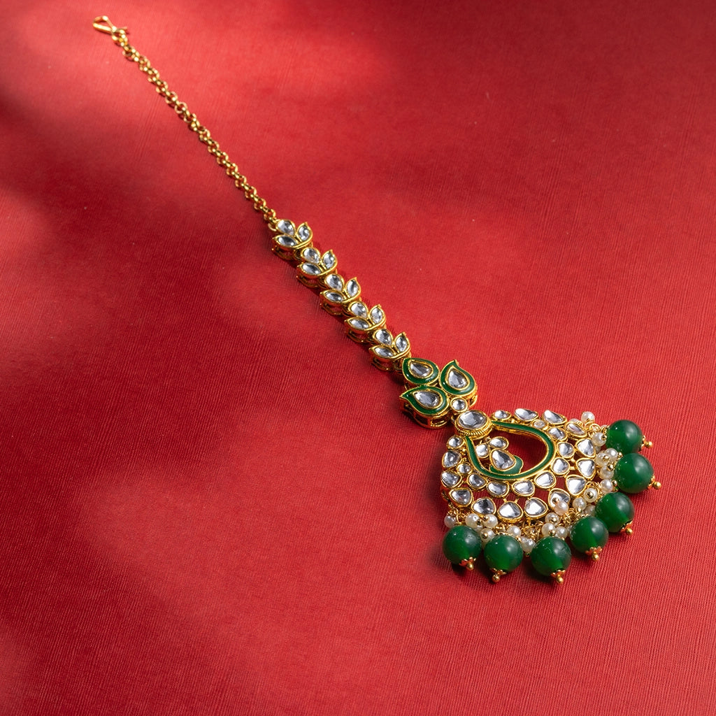 Noor-E-Jahan Emerald Crescent Maang Tikka