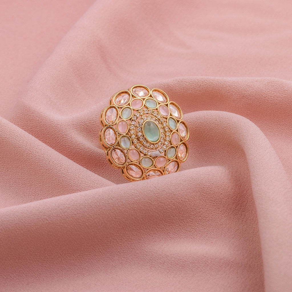 Pastel Mosaic Bloom Statement Ring
