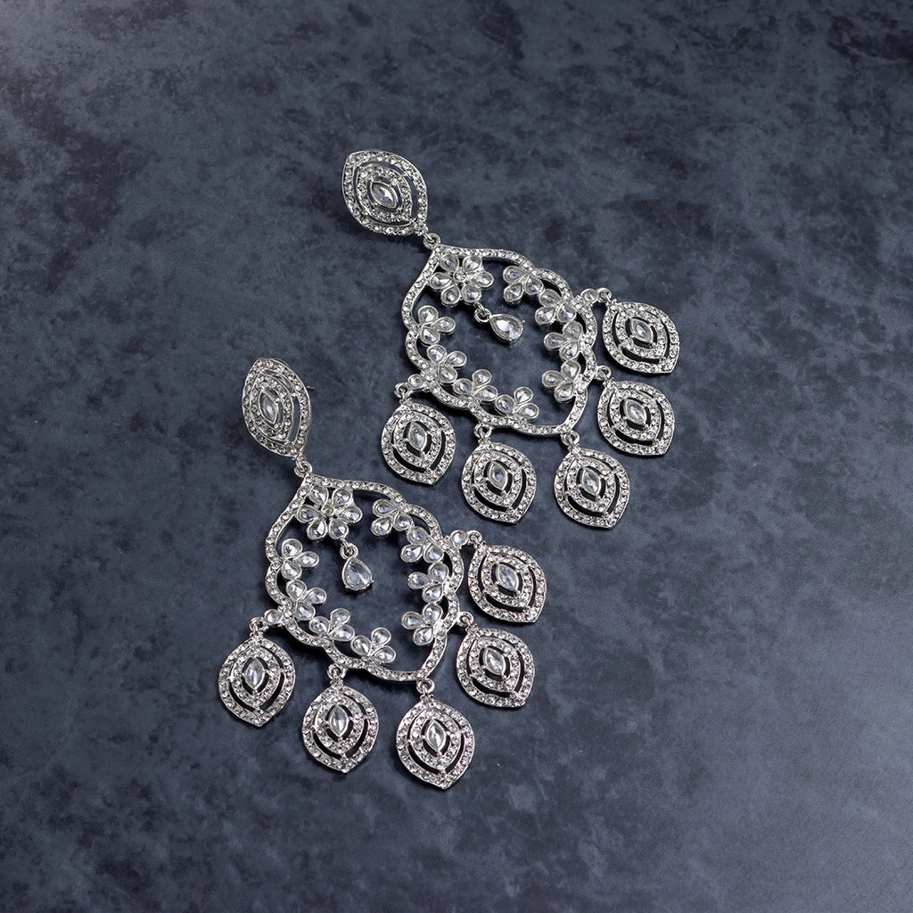 Crystal Silver Chandelier Earrings