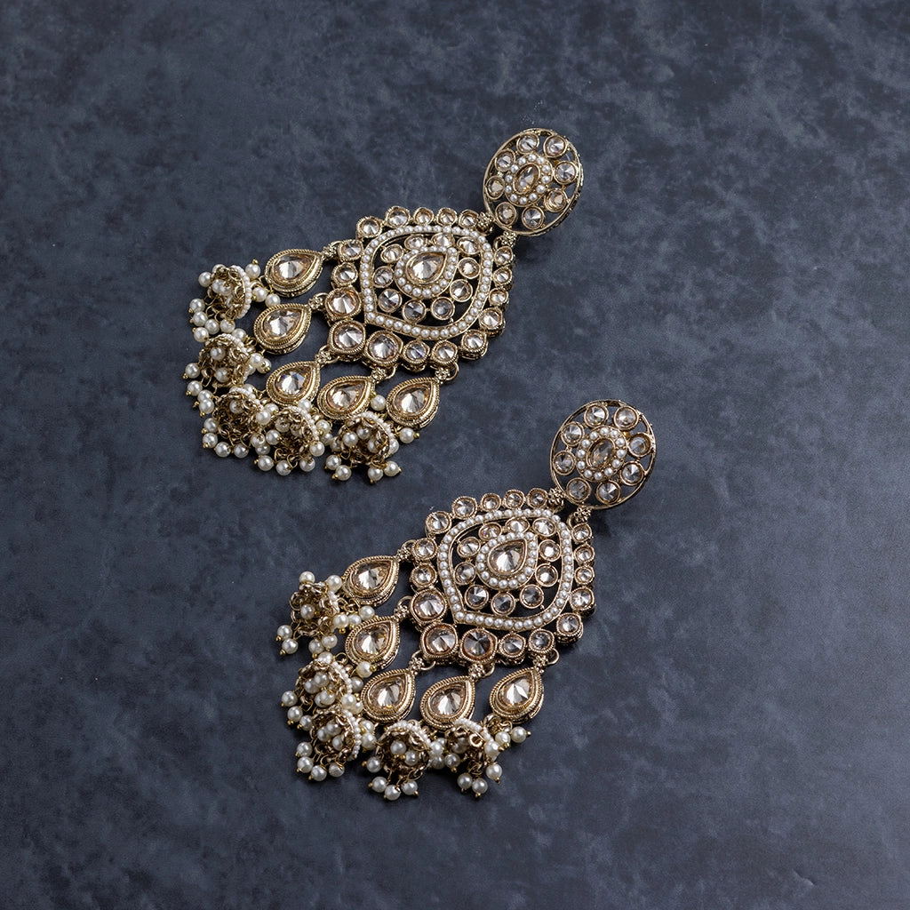 Kundan Pearl Cascade Danglers