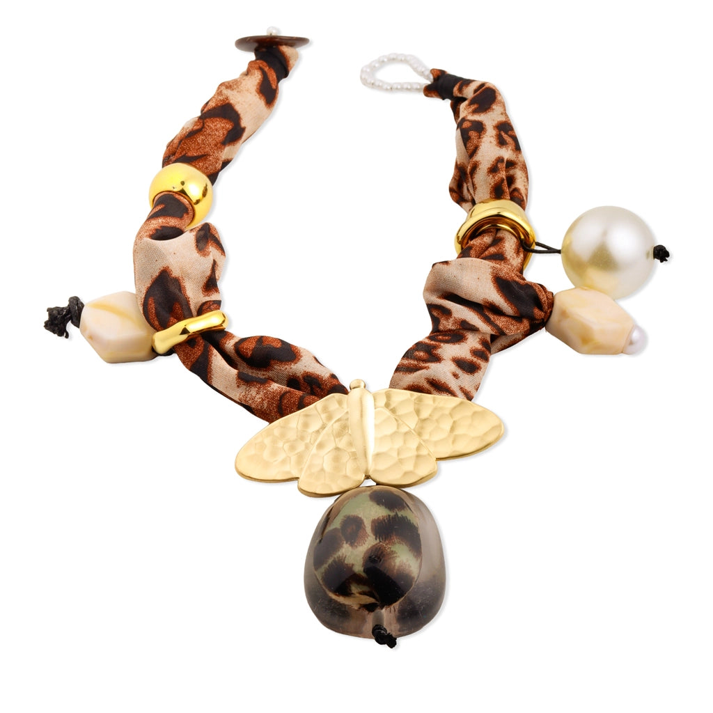 Wild Pearl Butterfly Statement Necklace Set