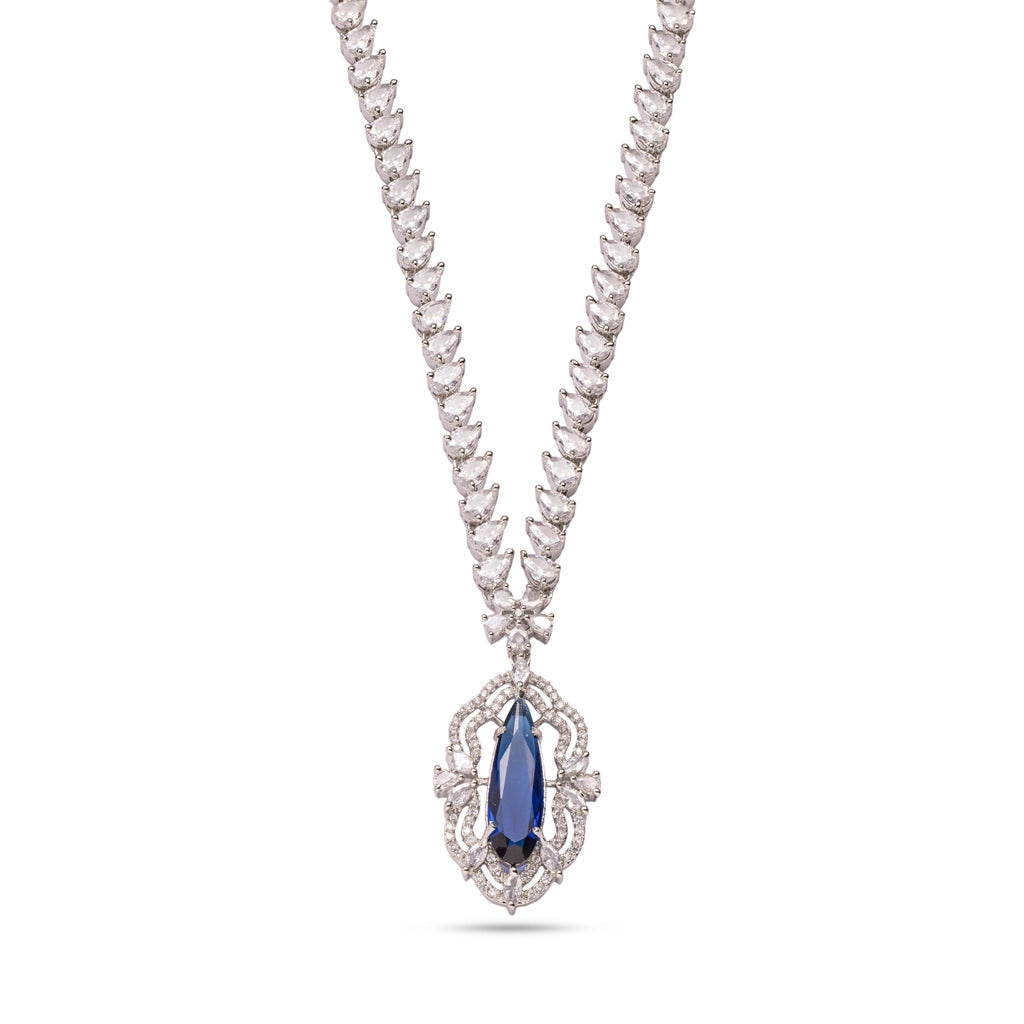Celestial Blue Crystal Drop Necklace Set