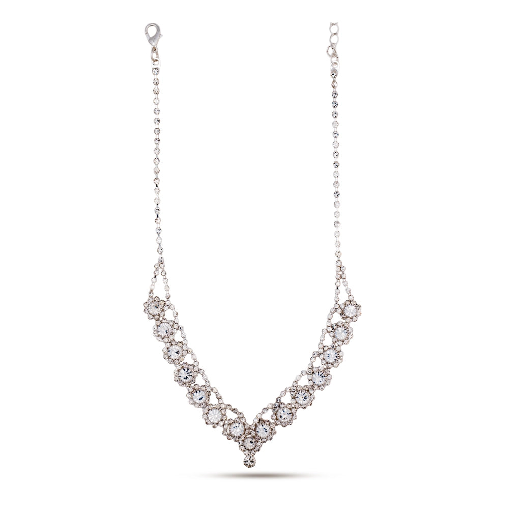 Crystal Bloom V-Necklace Set