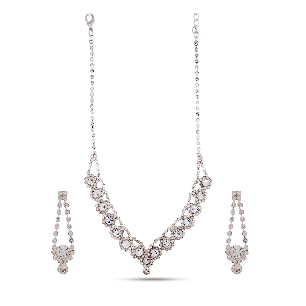Crystal Bloom V-Necklace Set