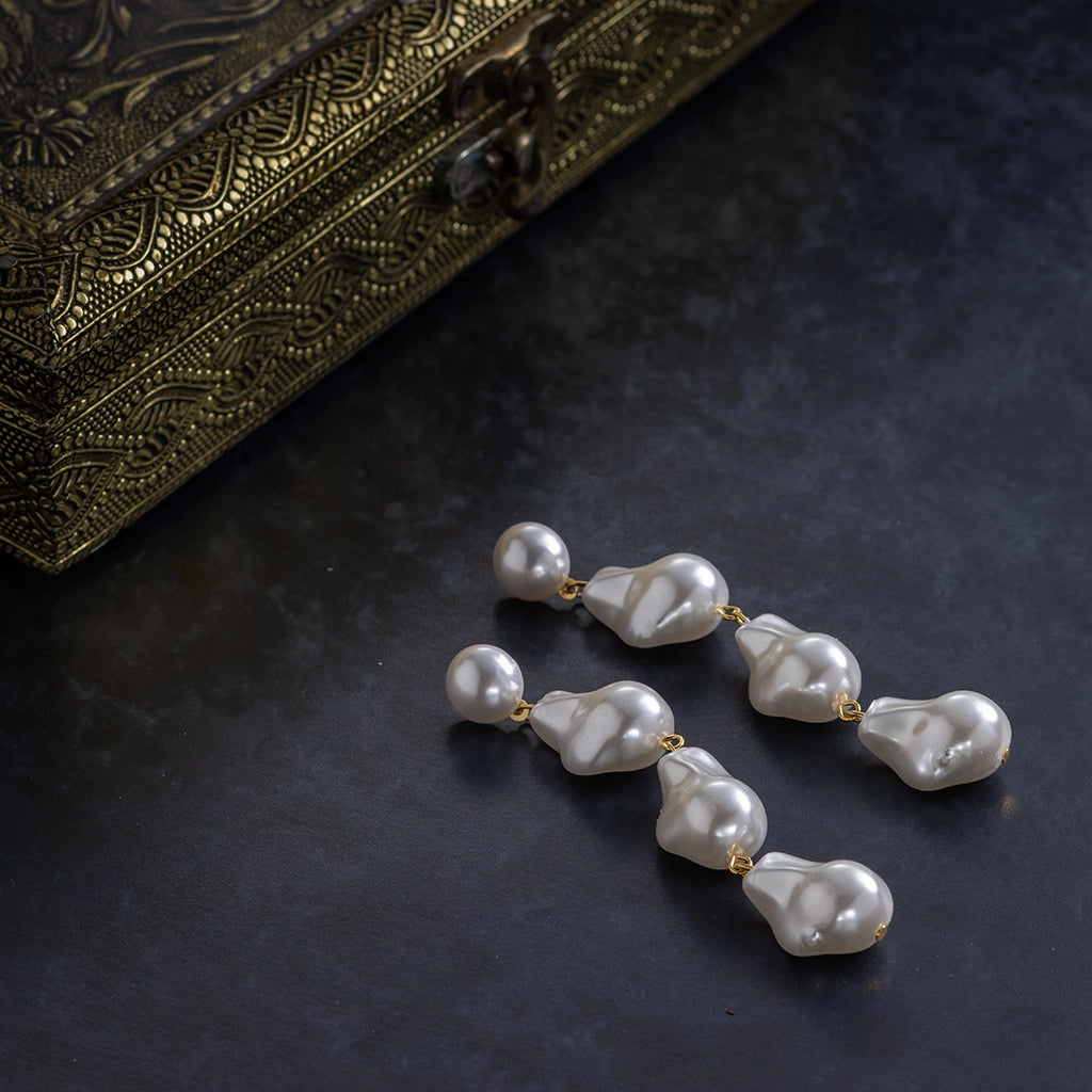 Regal Baroque Pearl Cascade Earrings
