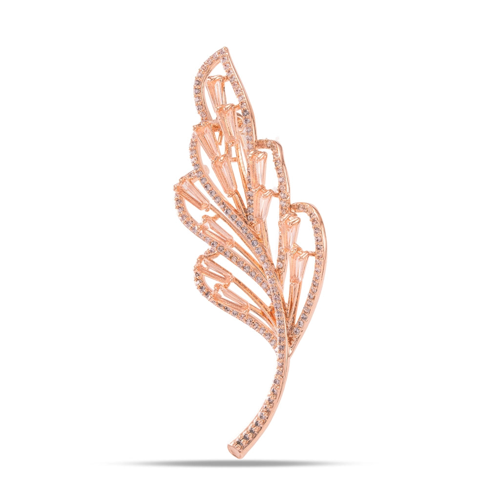 Rose Leaf Baguette Crystal Brooch