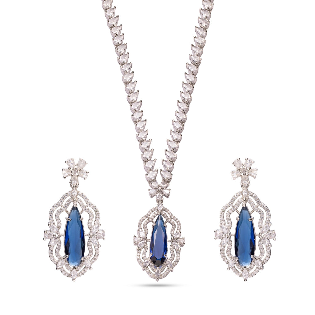Celestial Blue Crystal Drop Necklace Set