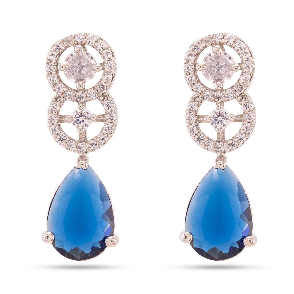 Blue Crystal Halo Necklace Set